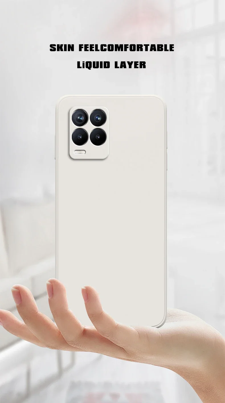 Square Case for OPPO Realme 8 Pro 4G Camera Protection Square Liquid Silicone Realme 8 5G Shockproof Covers Fundas