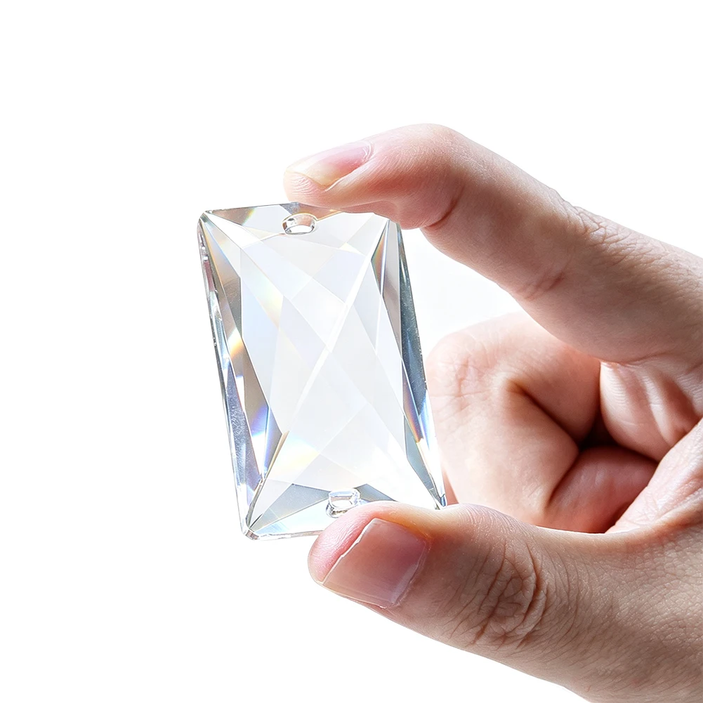 Rectangle Crystal Suncatcher Prism Pendant Faceted Clear Glass Rainbow Light Projector For Window Home Garden Wedding Decor