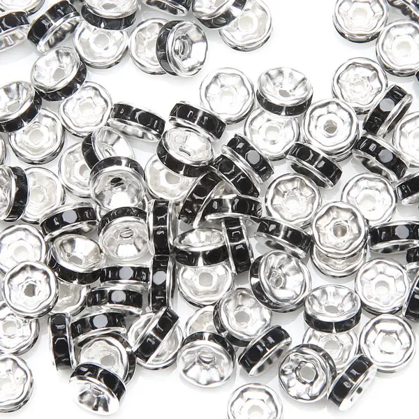 (50 Stück = 1 Los!) AAAA-Qualität 6x3MM Metall Silberbeschichtete Kristall-Strass-Rondell-Abstandsperlen 18 Farben zur Auswahl – Detail 11
