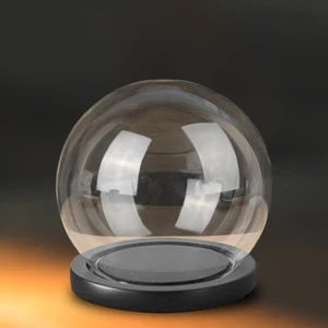 Dome of transparent glass with wooden base, Dolhinhase decoration, Bell Jar, Case Pedestals, Micro Landscape Holder 8 Main Sales Glass Copula - №4