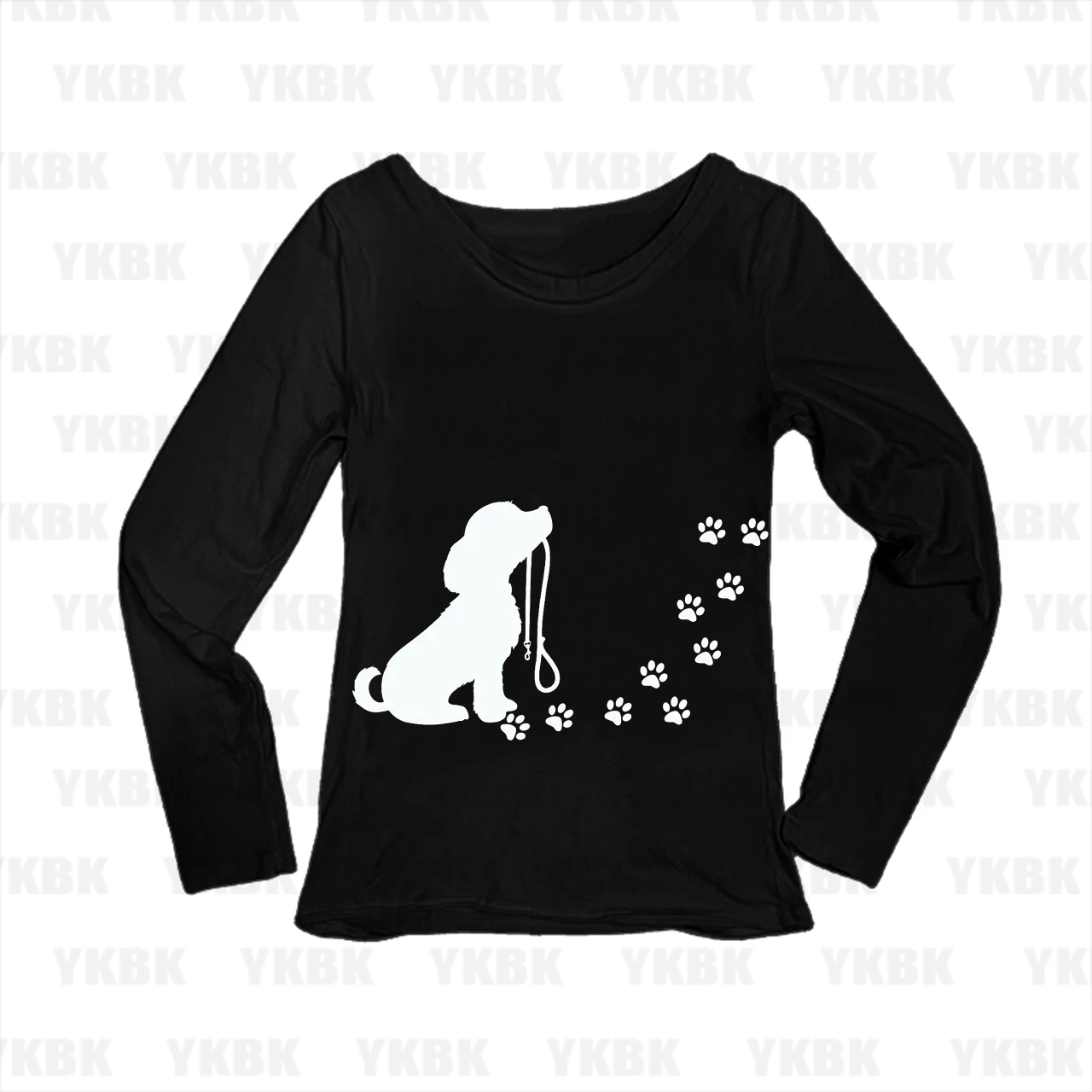 Cute Puppy Dog Paw Graphic Long Sleeve T‑Shirt Women Pet Lover Y2K Casual Slim Fit Streetwear Tee Tops