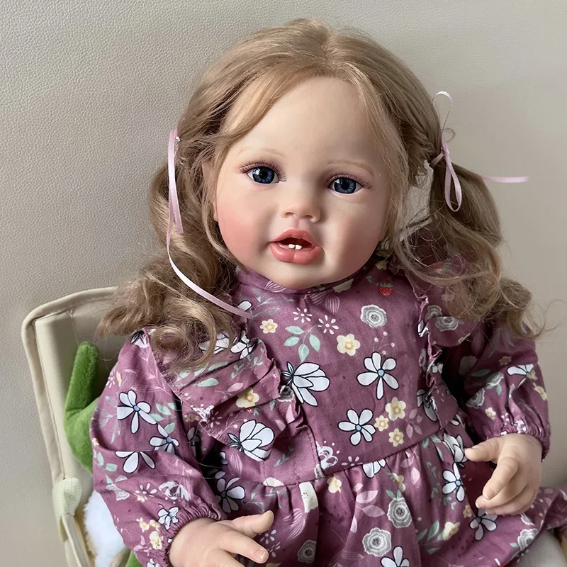 Lottie-Muñeca de bebé recién nacido de 24 pulgadas, niña de princesa Reborn realista, tacto suave, piel 3D, muñeca artística con pelo de raíz de mano