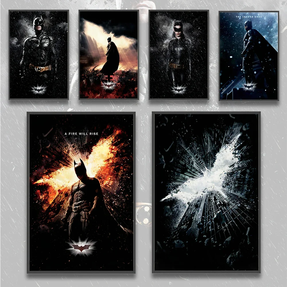 The Dark Knight Rises Self-adhesive Batman Poster Figures Home Decoration Painting Wall Art Bedroom Decor Movie Wallpaper Gift