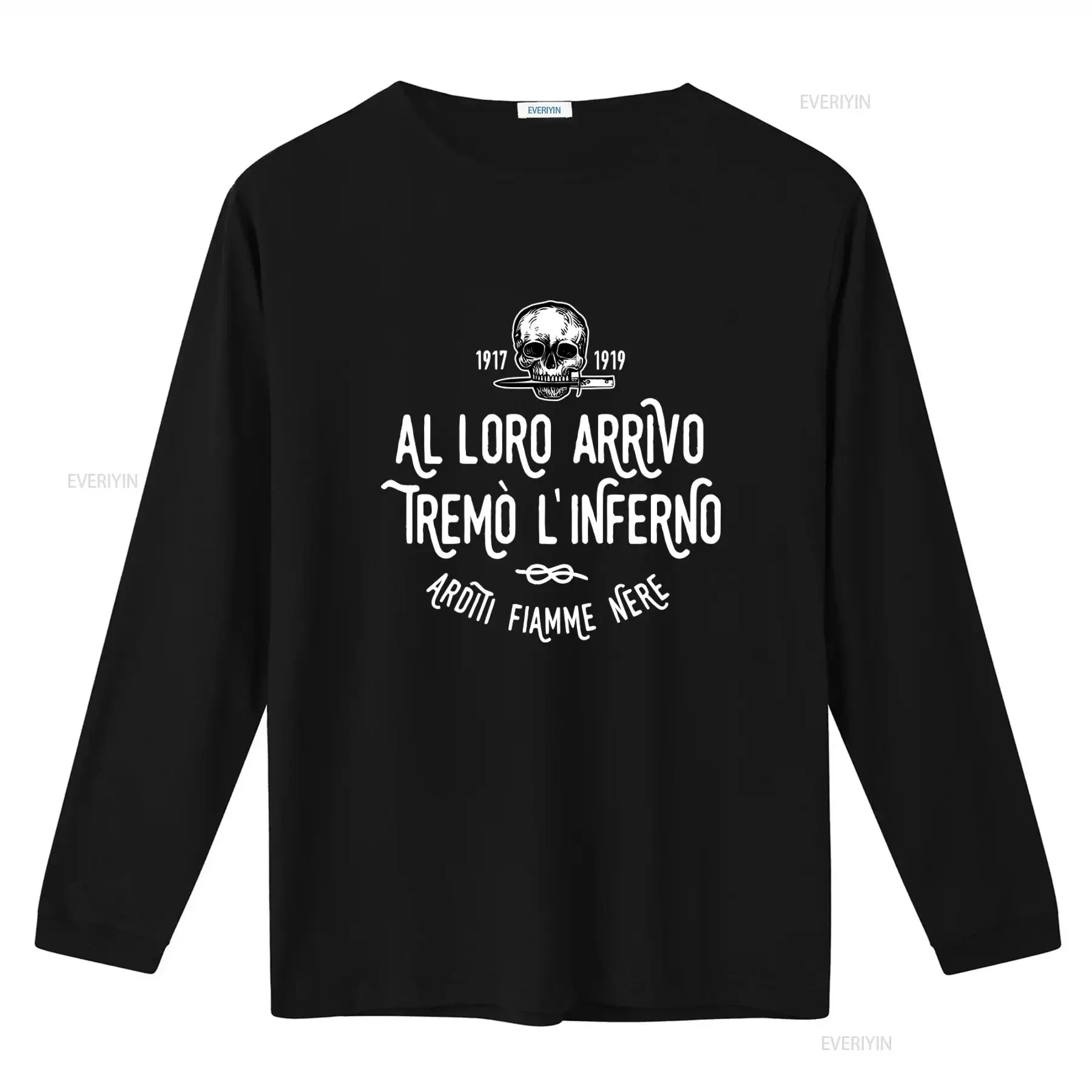 Maglietta Al Loro Arrivo Tremò L'Inferno Reparti D'Assalto Arditi Skull T Shirt Retro Style Unique Design Comfortable Fabric