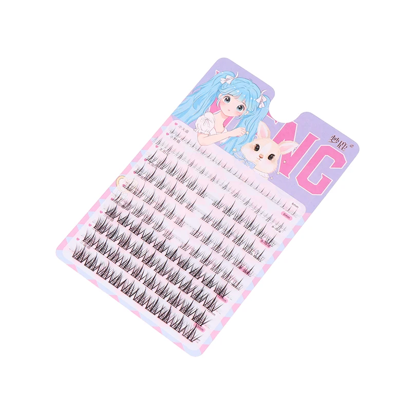 ขนตาปลอมแบบกลุ่ม 124 ชิ้น สไตล์มังงะ หนา แบบ Little Devil  ต่อขนตาแบบธรรมชาติ แต่งหน้าสไตล์เกาหลี ทำเองได้