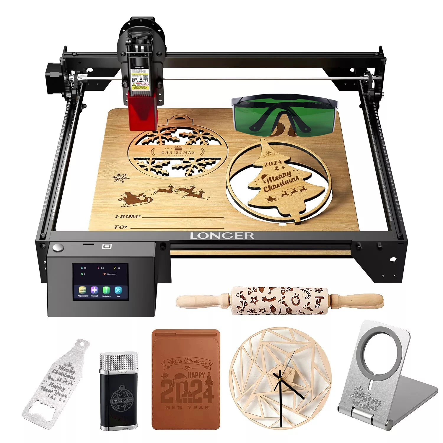 

RAY5 20W Laser Cutting Engraving Machine WIFI/APP/USE/TF card 450x440m Powerful DIY CNC Engraver Cutter + Protective Goggles