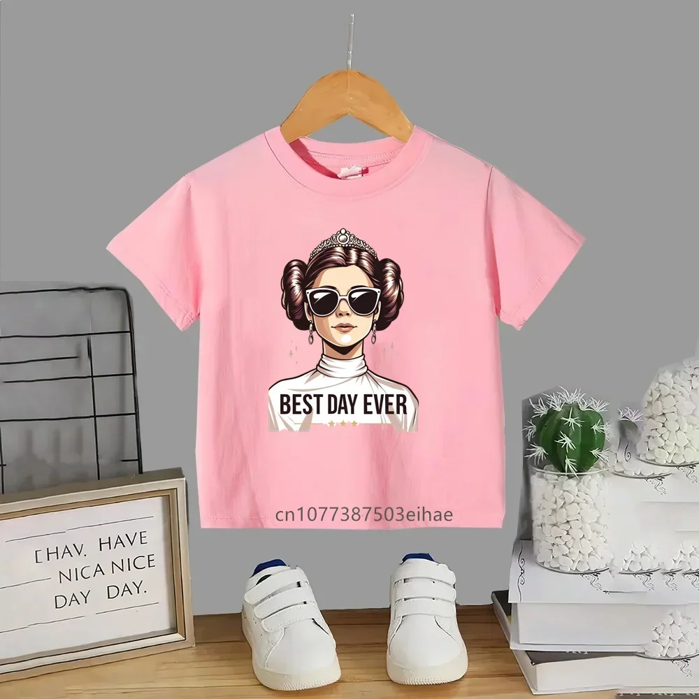Breathable Star Wars Boys and Girls T-shirt for Ages 3-14, Round Neck Short Sleeve, Luxurious Printed Top