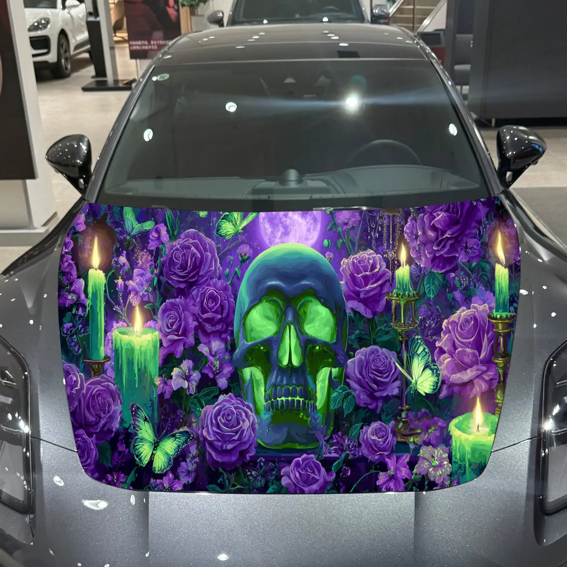 

Candles, flowers, skulls Car Hood Vinyl Stickers Car Surface Protection Decal Car Decoration Cover Vinyl Wraps Waterproof Self-a