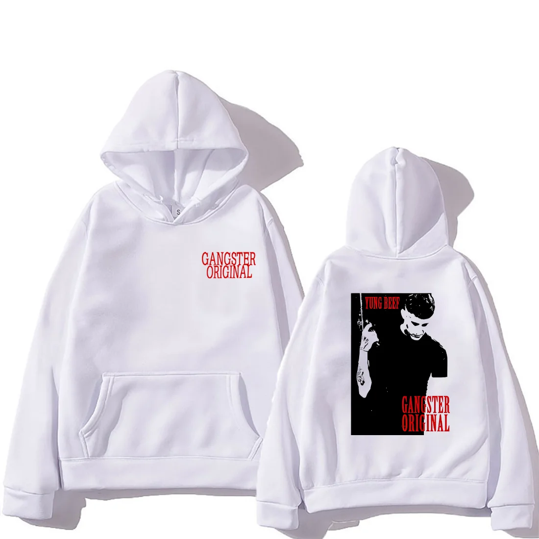 Rapper Yung Beef Ganster Original Merch hip hop streetwear Loose Hoodie Men Women's gothic top Long sleeve White Fleece Crewneck