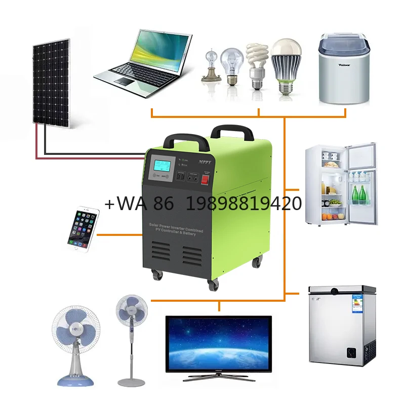 

1000W Portable Solar Generator 12v to 220v 50/60hz Solar Inverter Built Battery 100ah Pure Sine Wave Inverter