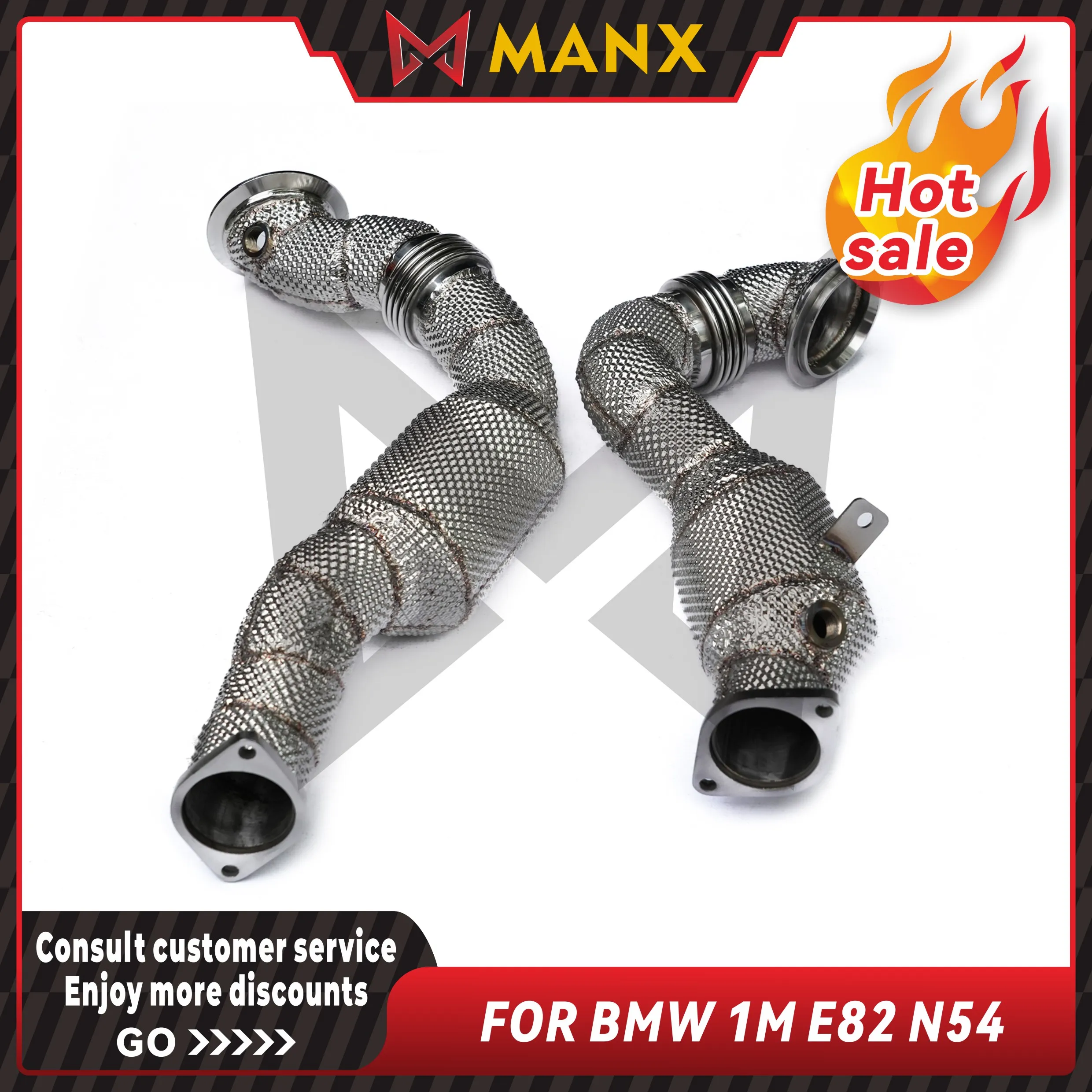 

Exhaust Downpipe for 1M E82 N54 Catalyzed Catless SS TIG manual welding DIY Customization exhaust pipe
