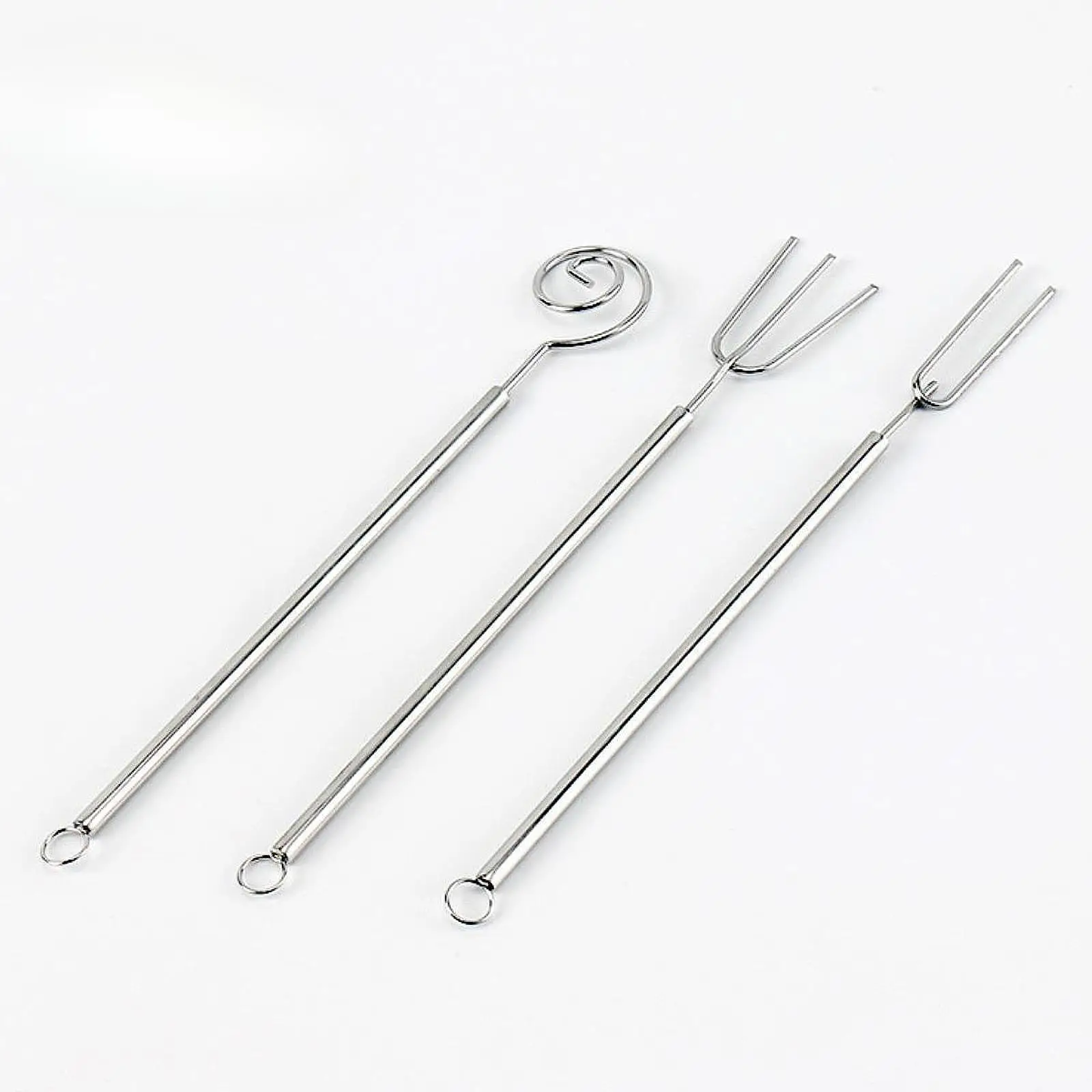 3Pcs Fondue Forks Cheese Fruit Dipping Forks Bakeware Spiral Swirl, Two-tine Fork, Three-tine Fork Cake Baking DIY Dipping Tool