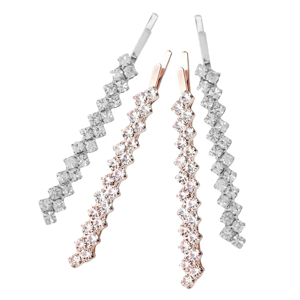 

4 шт. хрустальные заколки для волос со стразами, металлические декоративные аксессуары для волос для свадьбы, вечеринки, для женщин и девочек, золотистые