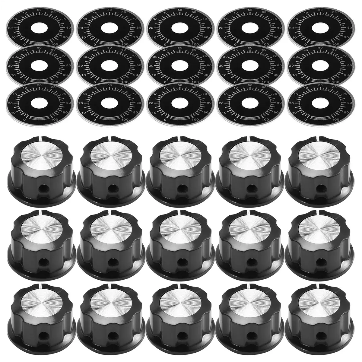 AA80 15 Sets of A03 Potentiometer Control Knobs and 0-100 Scale Plates Bakelite Knob Scale Plates Digital Potentiometer Set