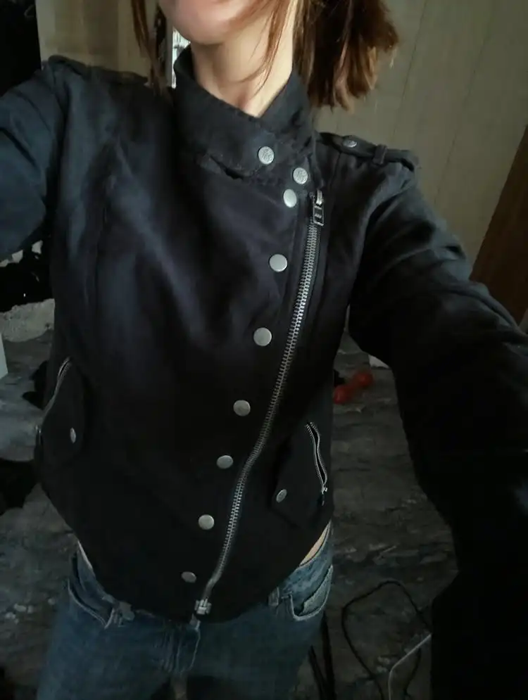 Podzimní a zimní rocková punková hip-hopová gotická bunda se stojáčkem na zip, móda pro high street, y2k street trend, cool girl, Harajuku - náhled 2