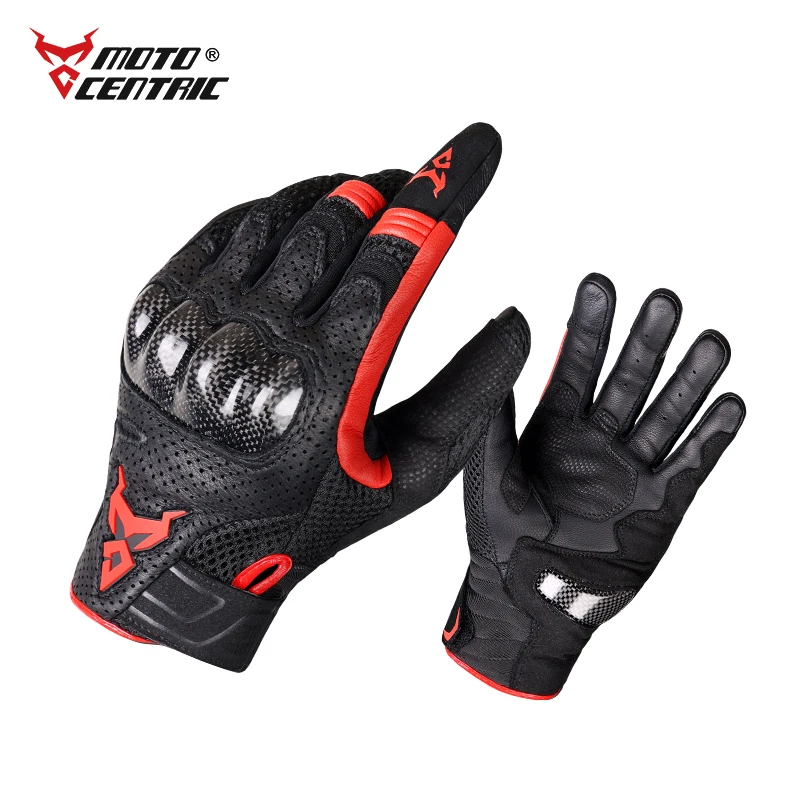 

Motorcycle Racing Gloves Men Carbon Fiber Protective Motocross Gloves Anti-fall Motorbike Gloves Breathable Holes Leather Gloves