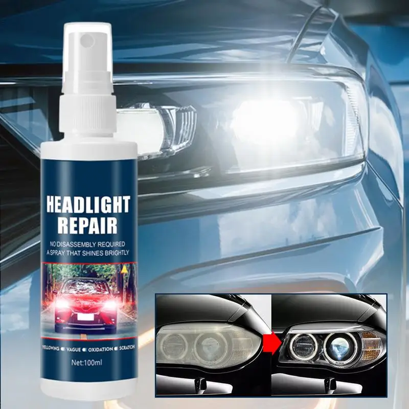 Car Headlight Cleaner 100ml Headlight Restoration Spray Head Light Coating Car Headlight Restoration Polishing Headlights