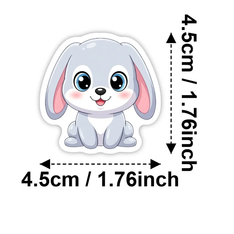 50PCS Cartoon Bright Eyed Animals PVC Sticker Aesthetic Colored DIY Sticky Decoration Scrapbooking Hand Accounting Supplies - view 6
