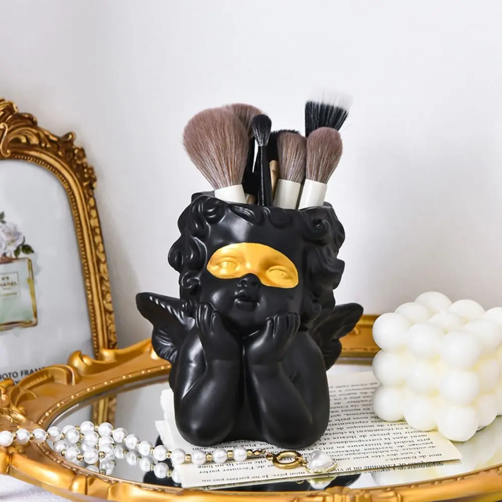 Creative Angel Pen Holder Cute Large Opening Makeup Brush Storage Bucket Funny Multi-Purpose Pencil Display Cup