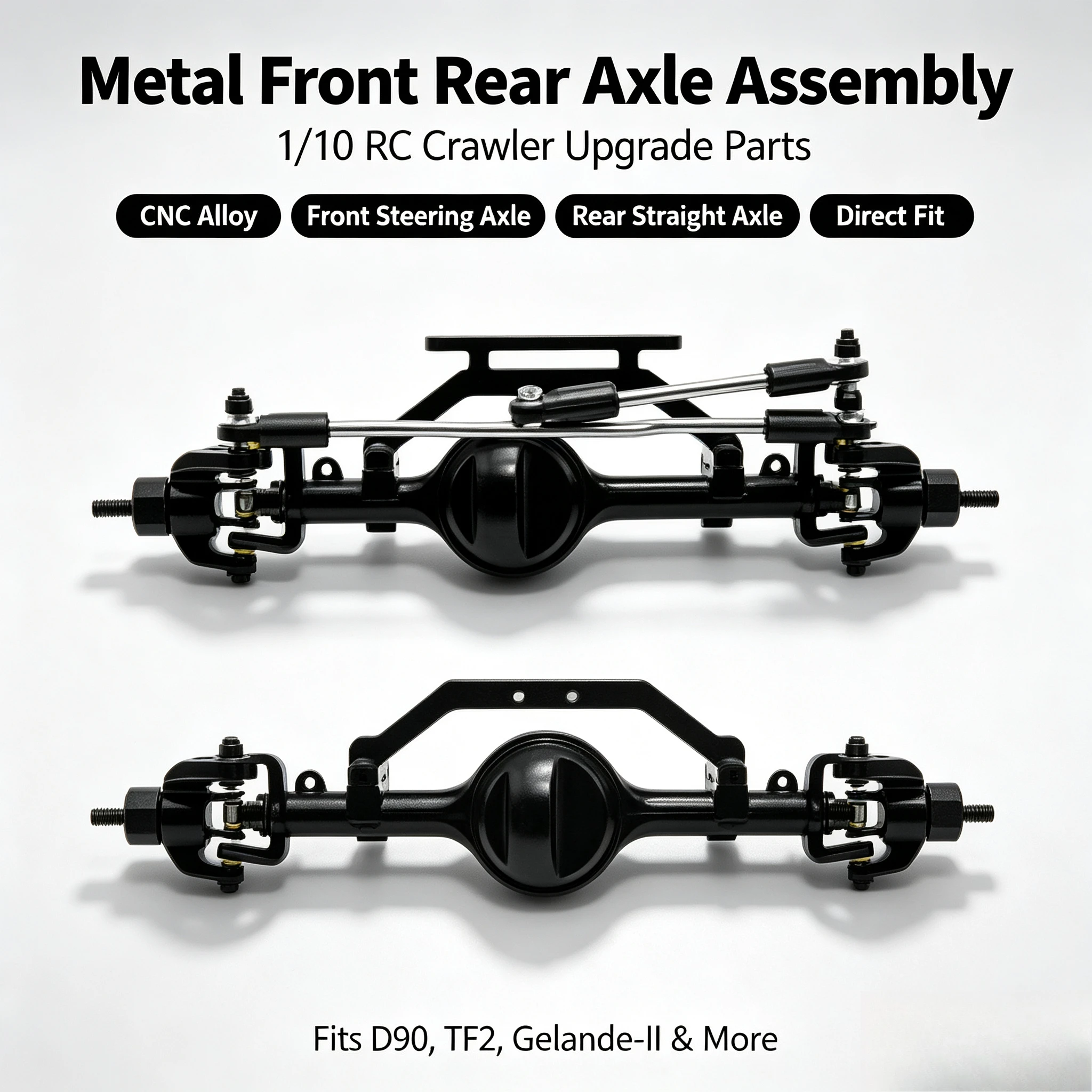 1/10 2nd generation, metal front and rear axle D90 2nd generation, simulation model climbing RC accessories