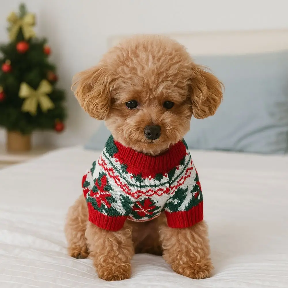 Fournitures pour animaux de compagnie motif de dessin animé pull de noël pour animaux de compagnie chaud doux chien flocon de neige pull chat wapiti tricots automne et hiver