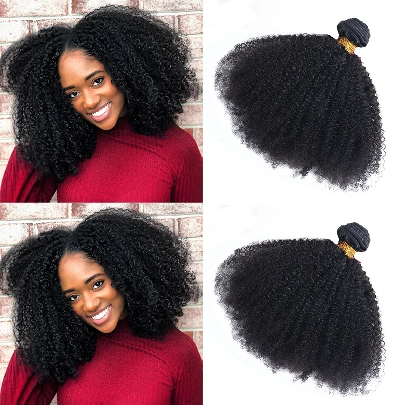 Mongolian Afro Kinky Curly Bundles Human Hair Afro Kinky Bulk Human Hair Unprocessed Virgin Hair Bundles for Women Natural Black