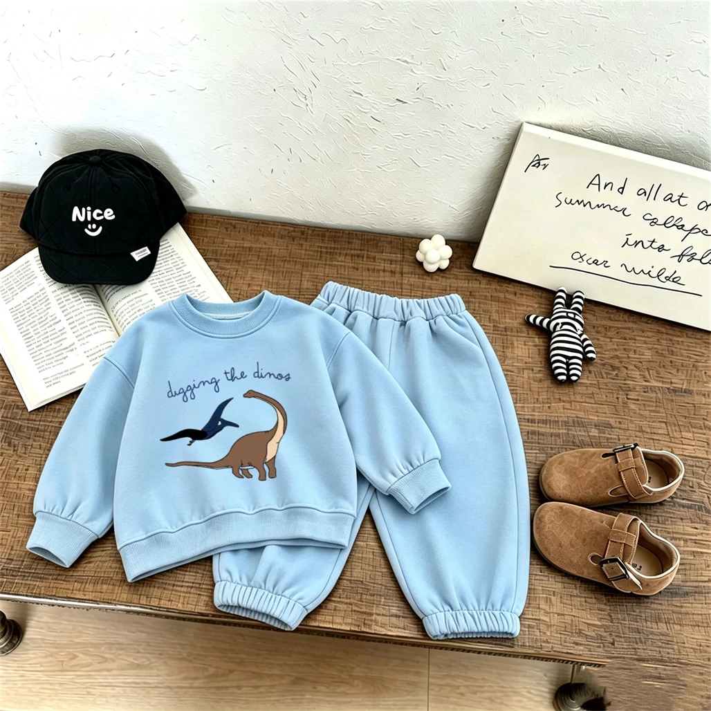 Pink Blue Beige Suits Spring Autumn Costume Long-sleeved Tracksuits For Boys And Girls Lovely Hoodie All-match Pants Kids 2pcs
