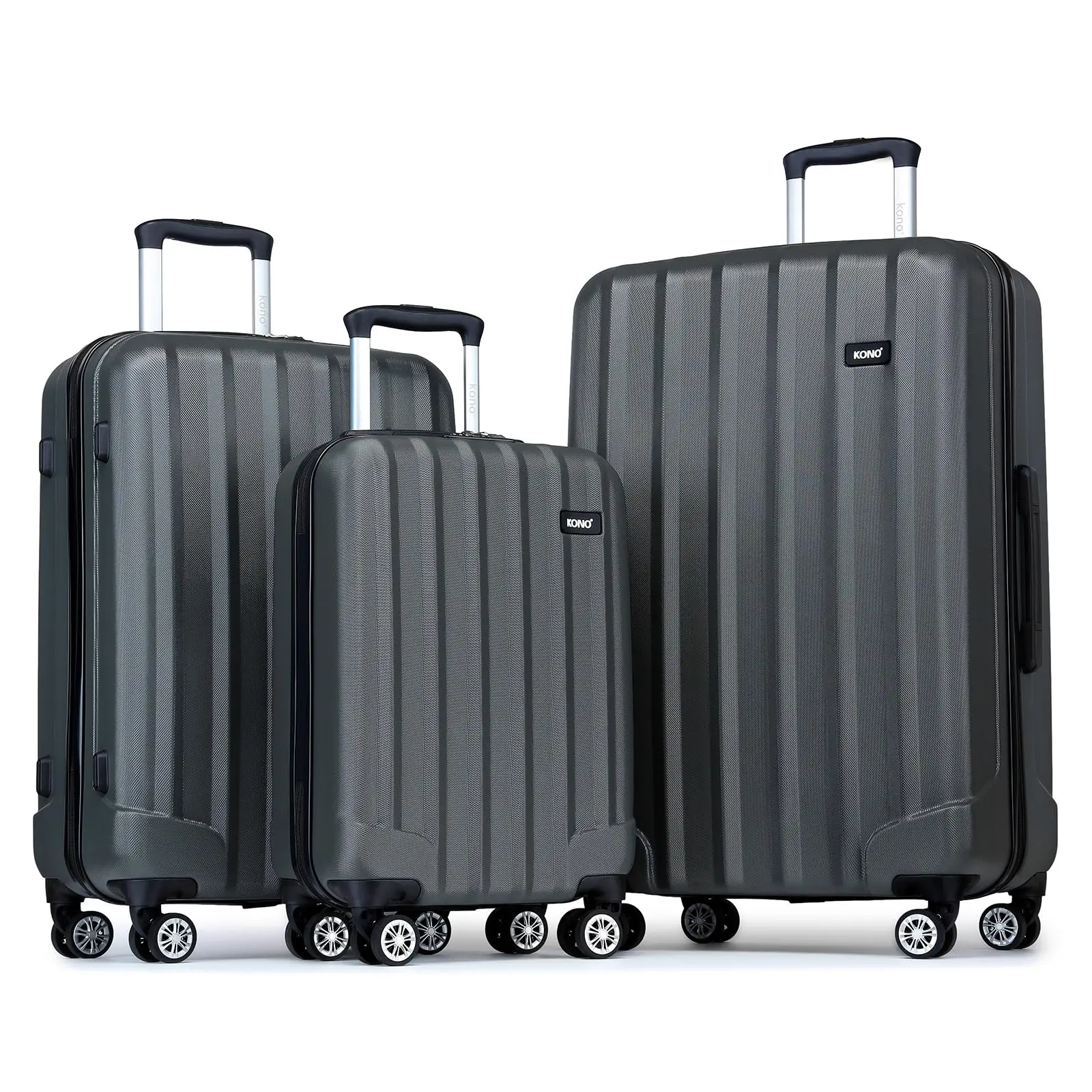 Kono Lightweight ABS Hardshell Trolley Case with 4 Rolls and Combination Lock, hand luggage Size (3 sizes available)