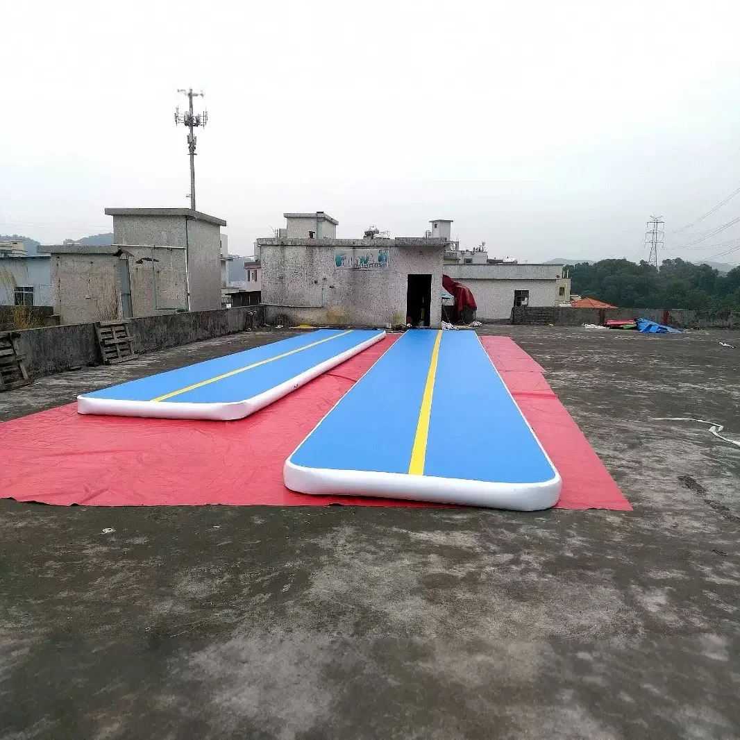 HIBADOU Air Track Tumble Track Tumbling Mat 8x2m 9x2m 10x2m 8 inch Opblaasbare vloermatten Gymnastiek Luchtmat met elektrische pomp