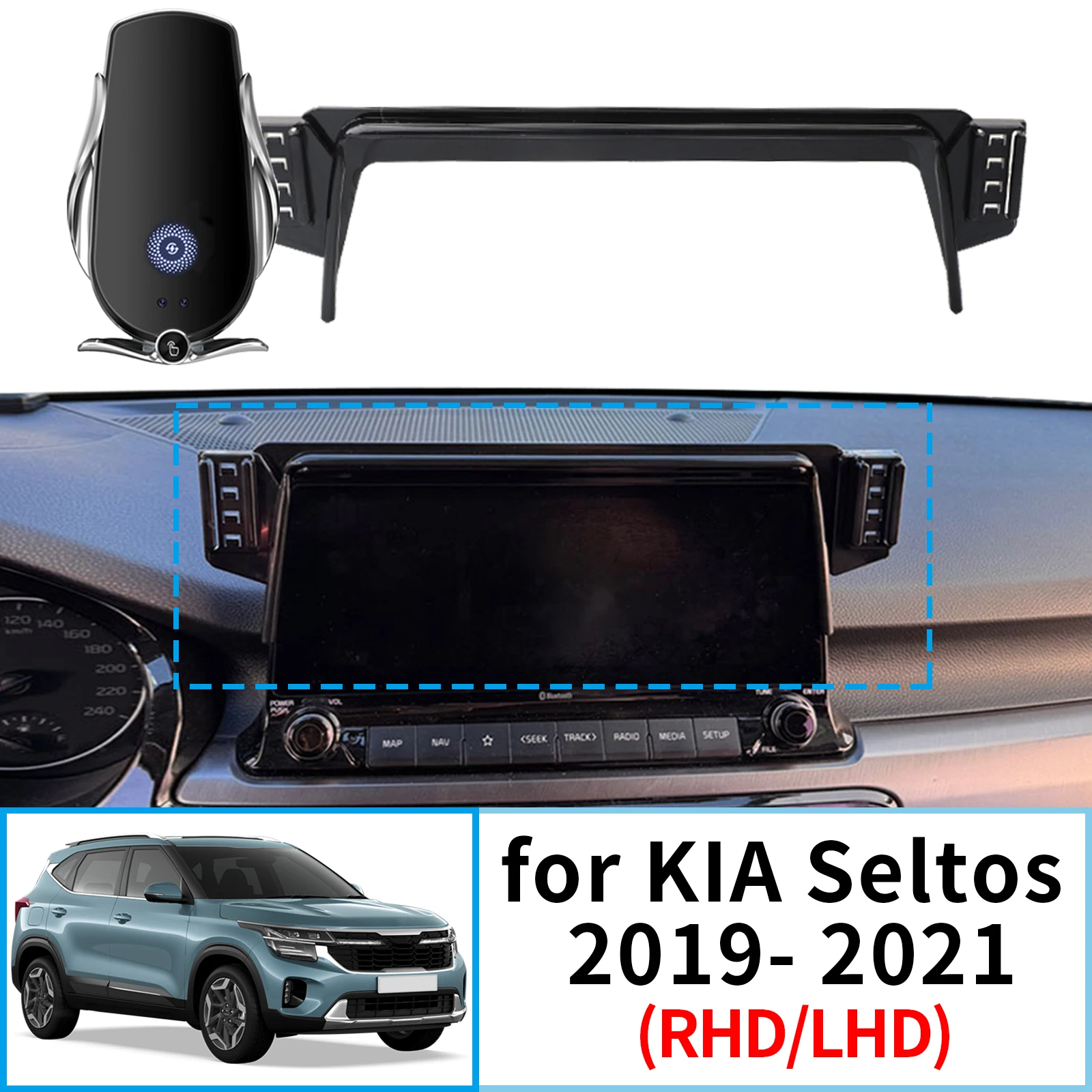 

for KIA Seltos KX3 RHD/LHD 2019 2020 2021 Navigation Bracke Screen Base Phone Holder Mount Car ​​accessoires