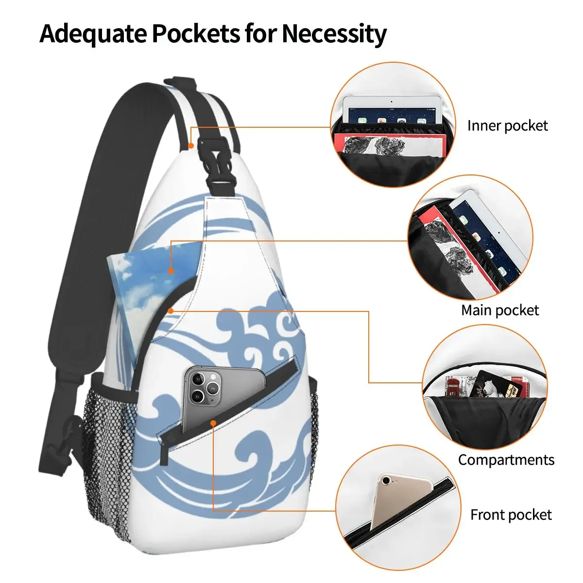 The Untamed Gusu Lan Sect Crossbody Sling Bag Small Chest Bag Shoulder Backpack Daypack for Hiking Travel Biking Satchel image 2