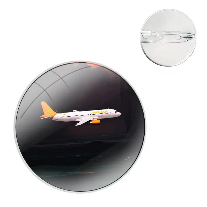 Aircraft Airplane fly travel cloud Sky Glass Dome Brooches Shirt Lapel Bag Cute Badge Pins For Clothes Hat Accessories