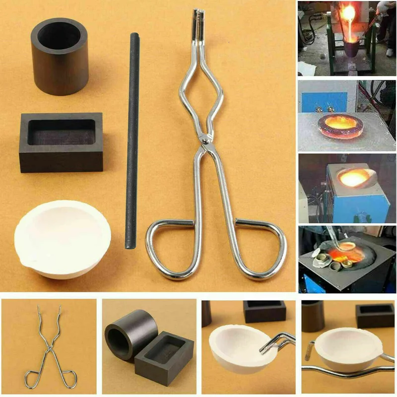 

5pcs/Set Torch Melting Gold Silver Kit Tool Graphite Crucible + Tong + Bowl + Combo Ingot Mould Set DIY Jewelry Tool Set