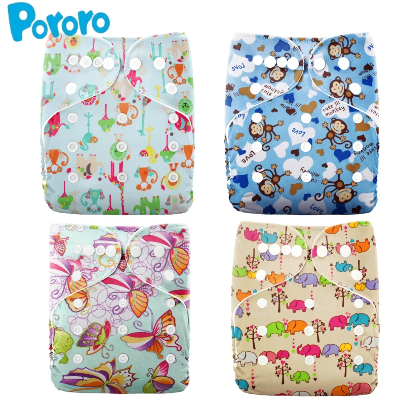 Pororo Washable & Reusable Children's Cloth Diapers Adjustable Cloth Diapers Waterproof&Breathable Fleece Lining For1-3year olds