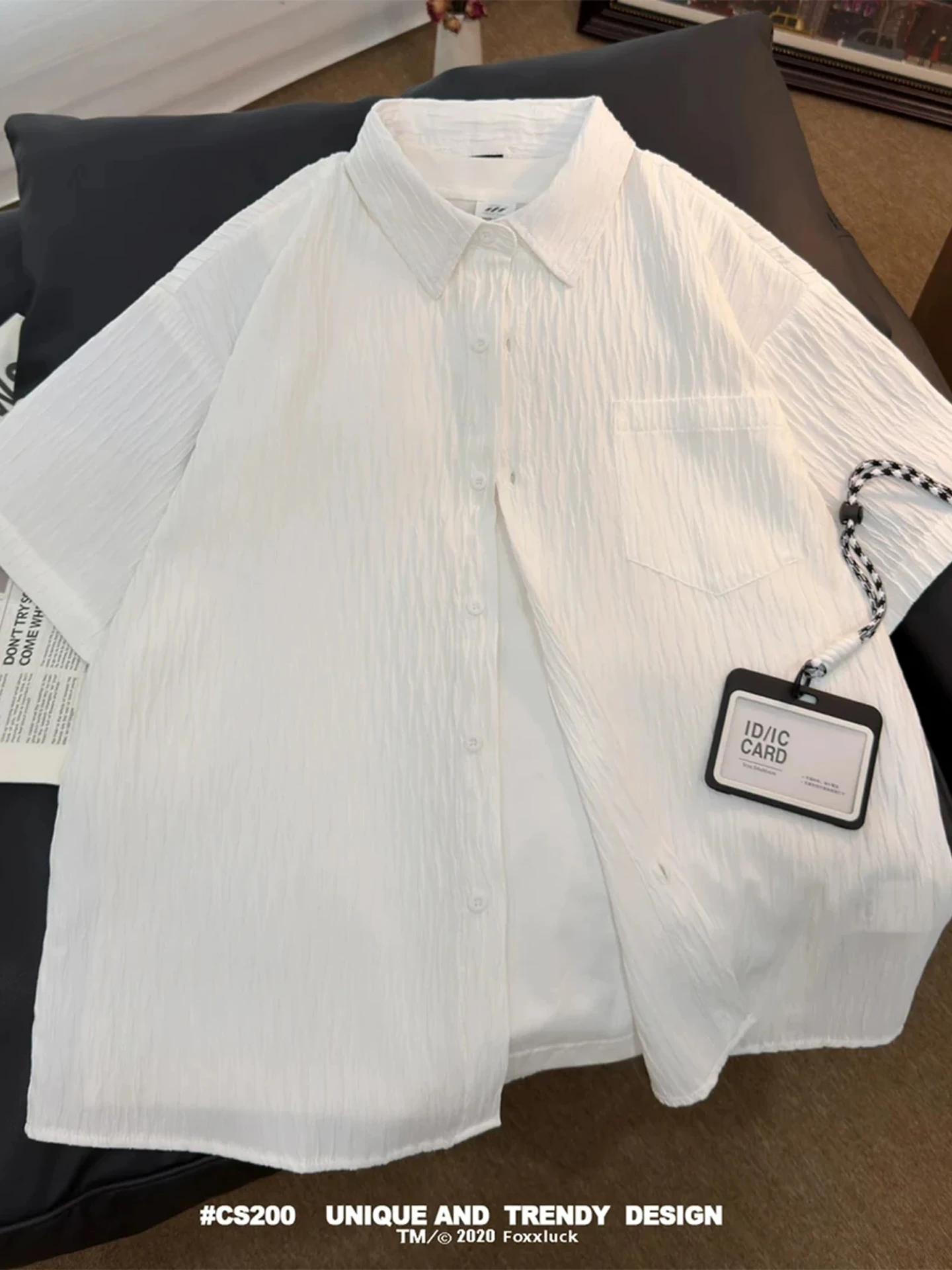 

White Ice Silk Short Sleeve Shirt Men's Summer Thin Cool Feeling Sun Protection Casual Shirt American Style Half Sleeve Leisu...