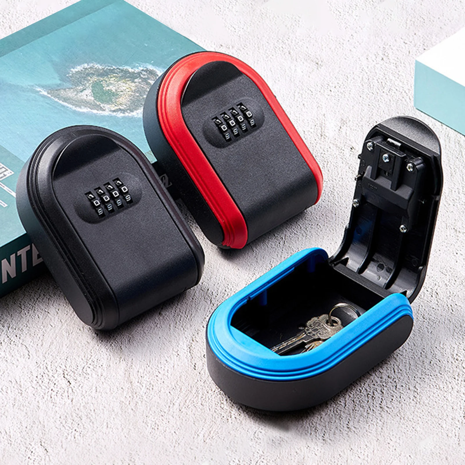 Imagem -02 - Waterproof Wall Mount Key Lockbox Plastic Porta Key Storage Password Box para Garagens