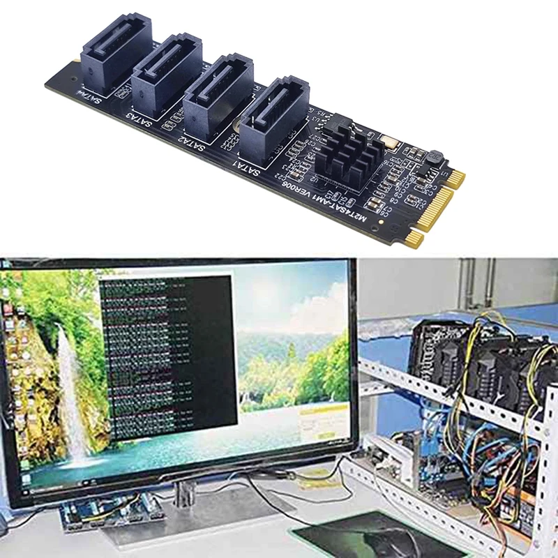 

1 шт., M.2 KEY-M NVME PCI-E к 4 портам, SATA