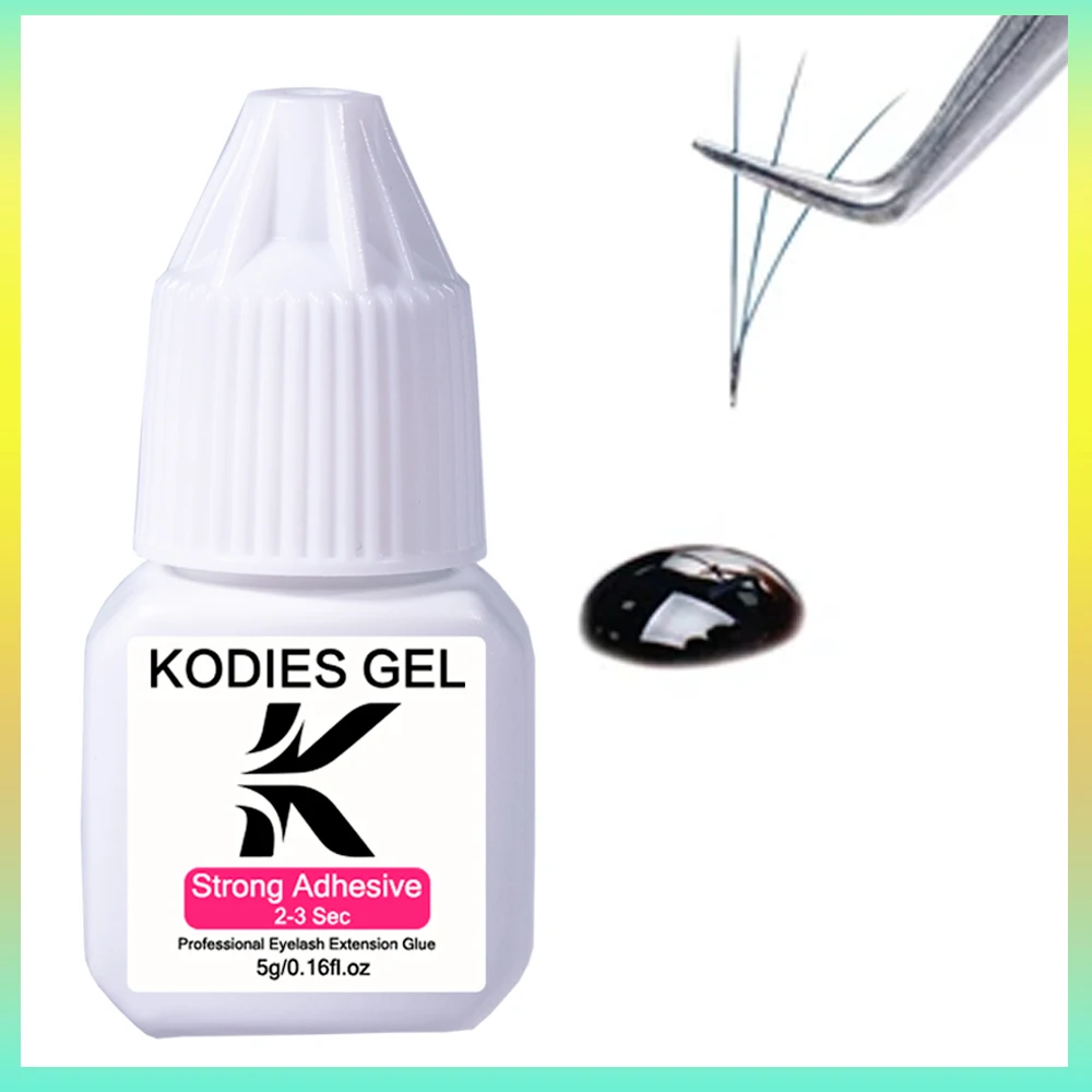 Kodies gel forte adesivo lash cola 2-3 segundo seco profissional lash extensão suprimentos elevador cola de cílios coreia maquiagem ferramentas