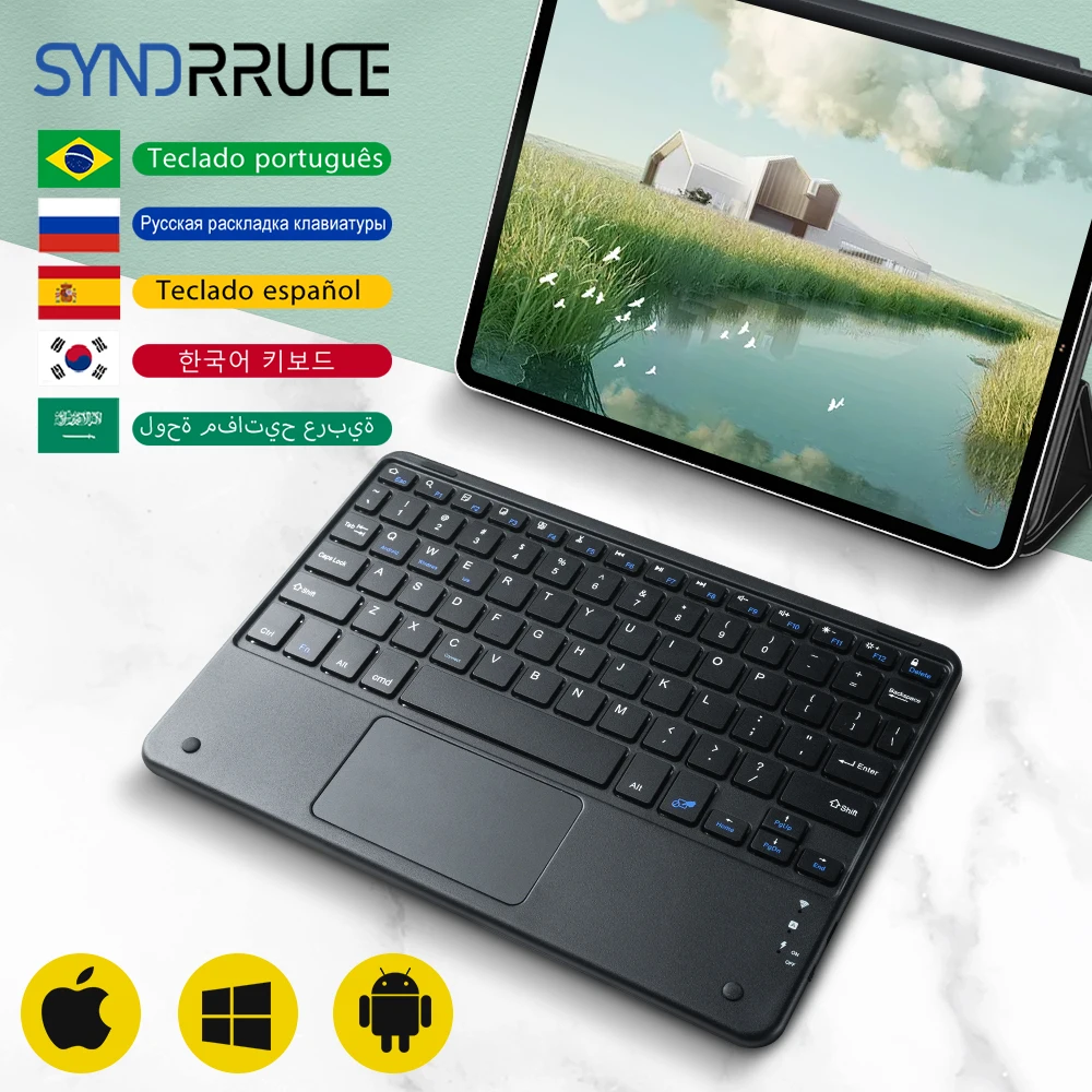 Teclado y ratón inalámbricos con panel táctil para iPad, Samsung, Xiaomi, Huawei, Mini teclado portátil ultrafino con Bluetooth, PC