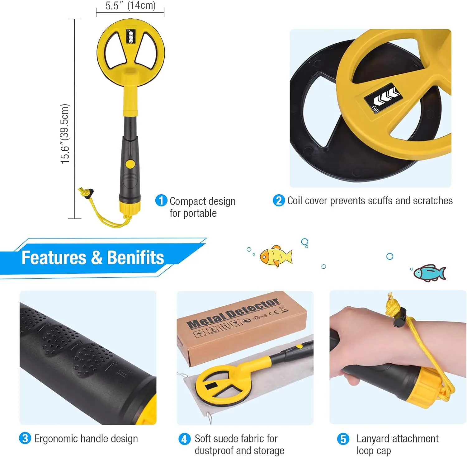 MD-780 MD -790 Pi-iking 750 Fully Waterproof Underwater Metal Detector for Kids and Adults Mini Handheld Pinpointer