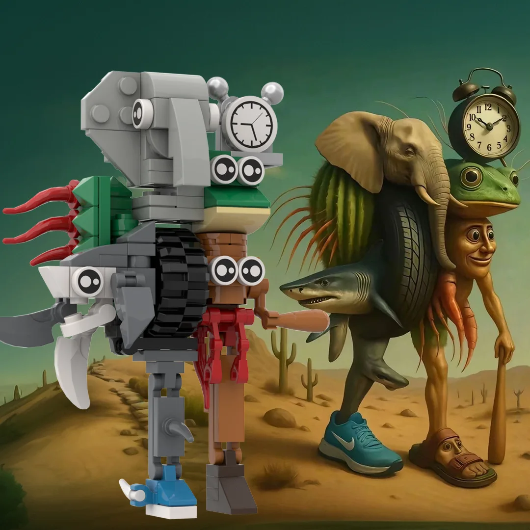 9 beast combination Boss New Platinum Steel Deer Brainrot Bricks Tung Tung Sahur Figures Tralalero Tralala Building Blocks Toys
