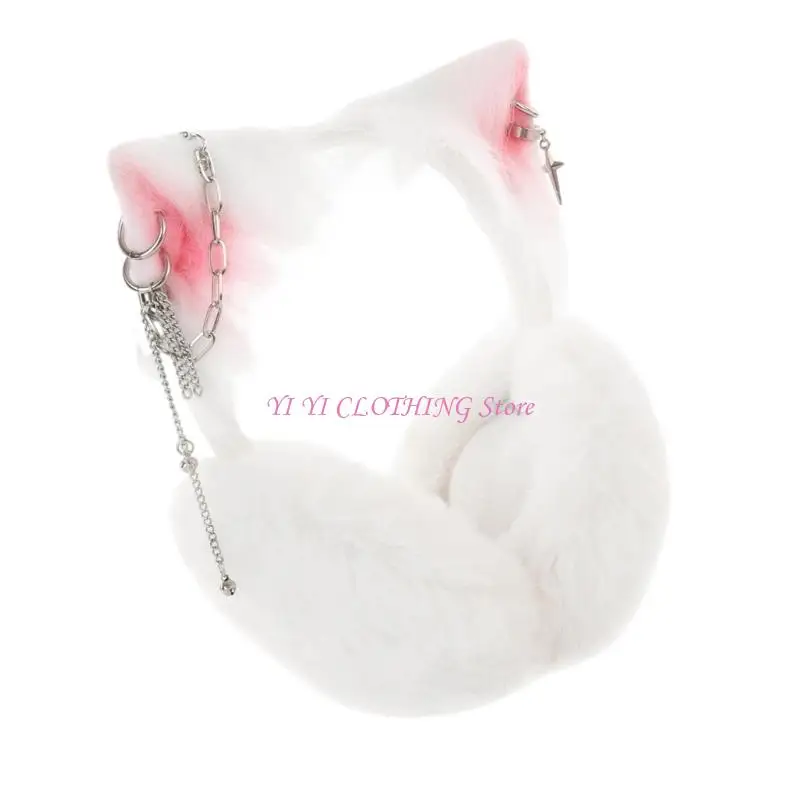 

N5KF Essential Зимние наушники с кошачьими ушками, плюшевый дизайн, удобный для женщин и детей