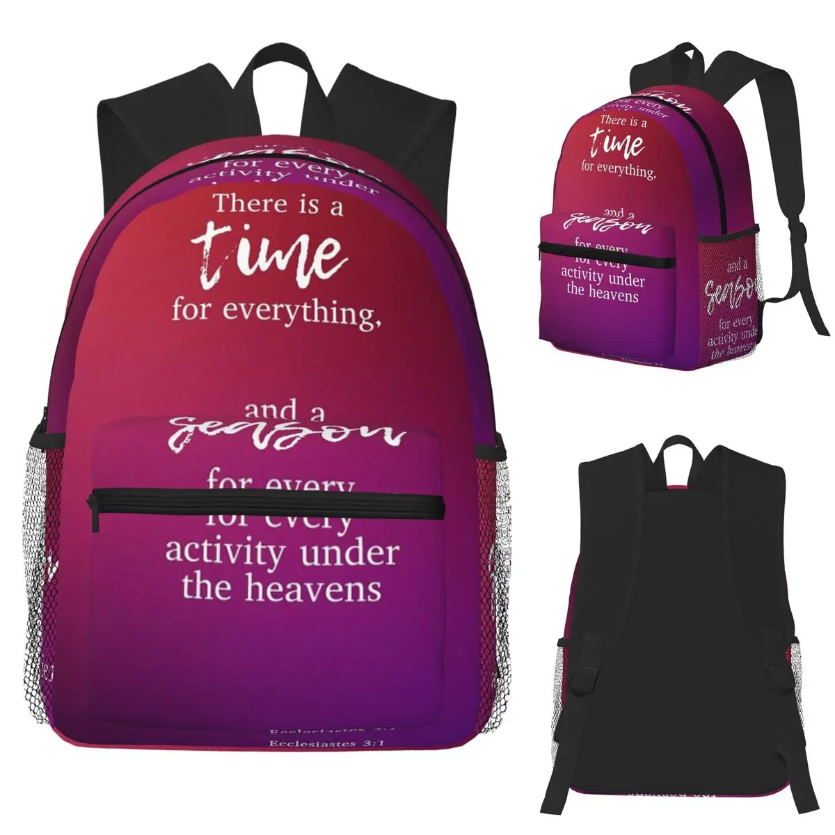 

God's Time And Season Student Backpack School Bag Hiking Travel Daypack for Boys Girls Fashion Bookbag Shoulder Bags