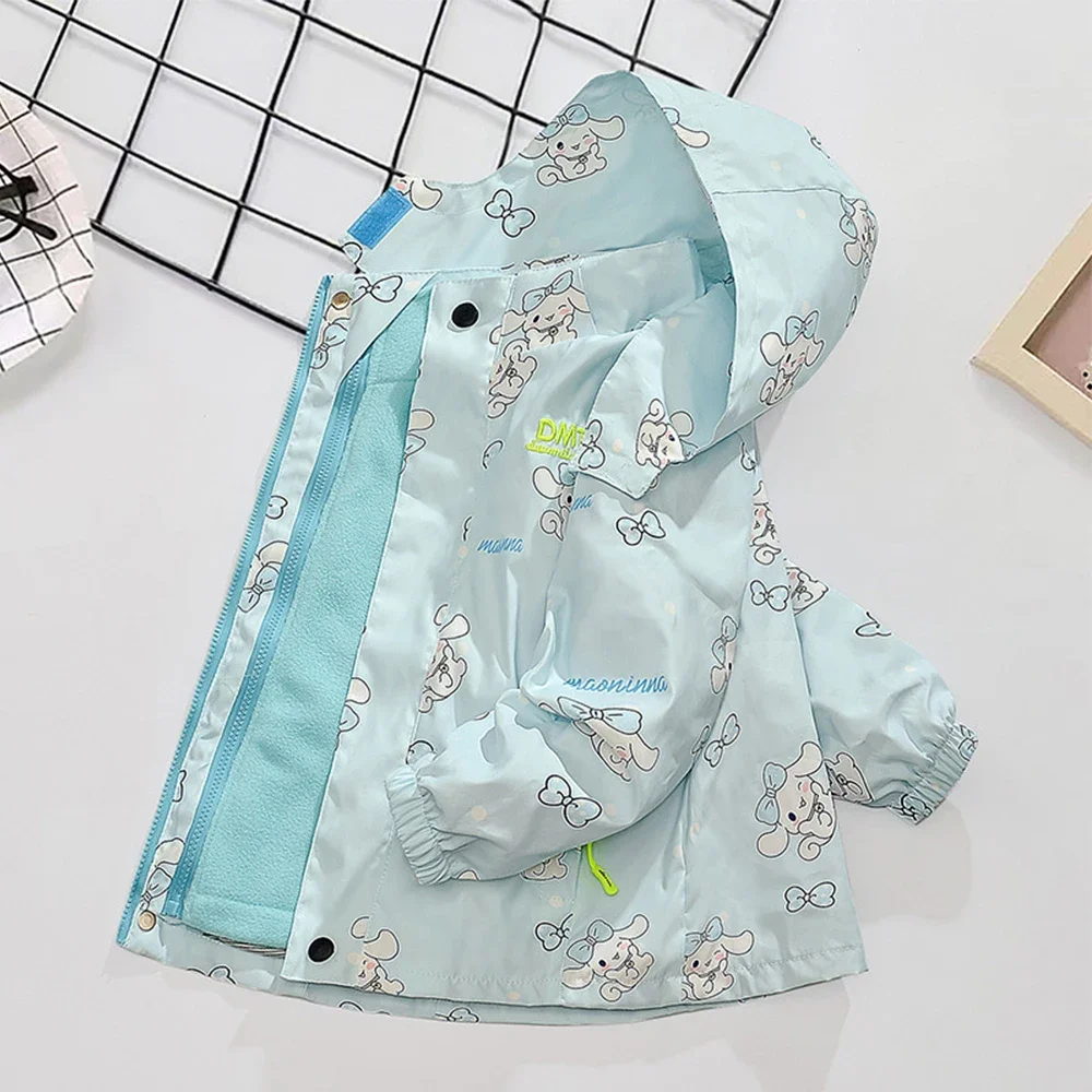 Cinnamoroll Anime Sanrios Kuromi Polarized Jacket Cotton Kid Hooded Cartoon Detachable Casual Top Girl Warm Outdoors Windbreaker