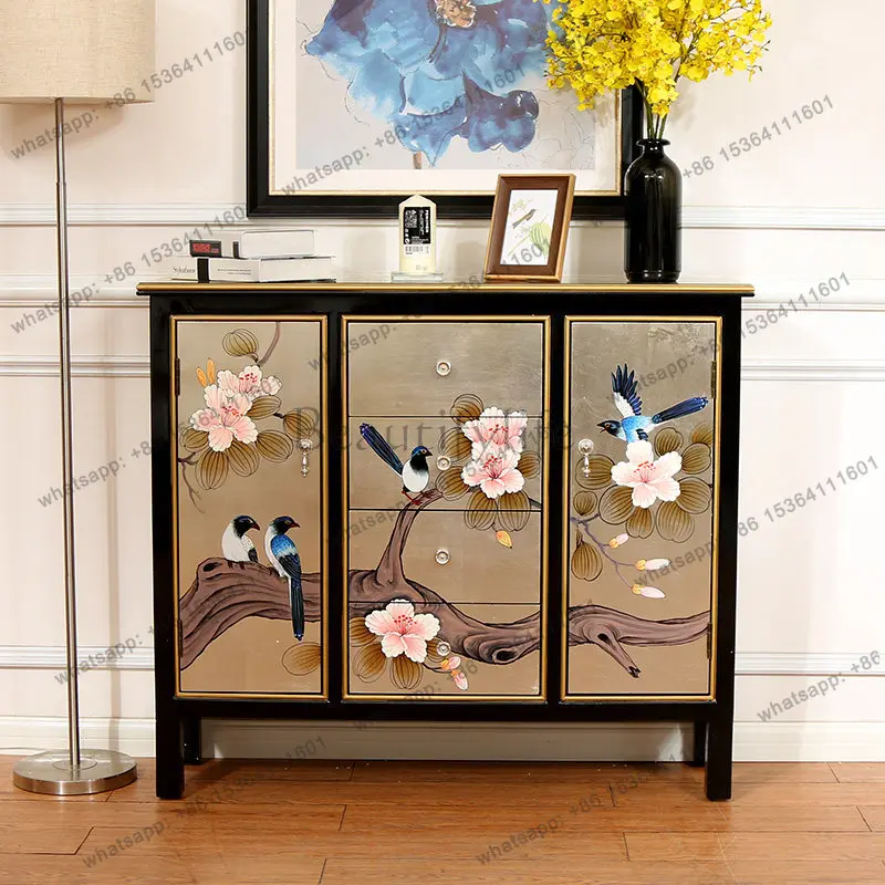 

New Chinese sideboard living room American entrance storage solid wood dining cabinet