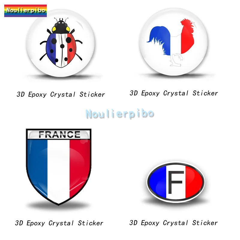 

3D Stereo Epoxy Resin Ladybird Design with France French Flag Dome Gel Flexible Car Sticker Car Bumper Window Laptop Vinyl Decal