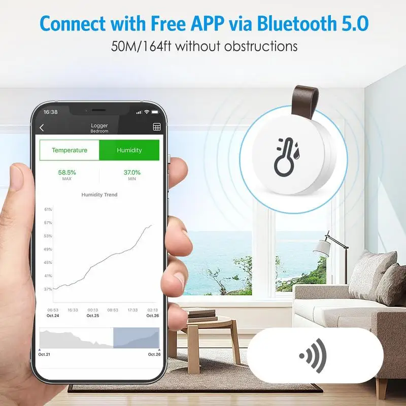 1-częściowy termometr Higrometr Bezprzewodowy termometr zewnętrzny Bluetooth Inteligentny czujnik temperatury i wilgotności w domu