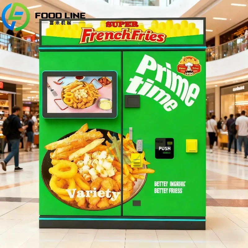 Custom Potato Chip Vending Machine Automatic French Fries Self Service Vending For Business Fried Potato Fries Outdoor Dispenser