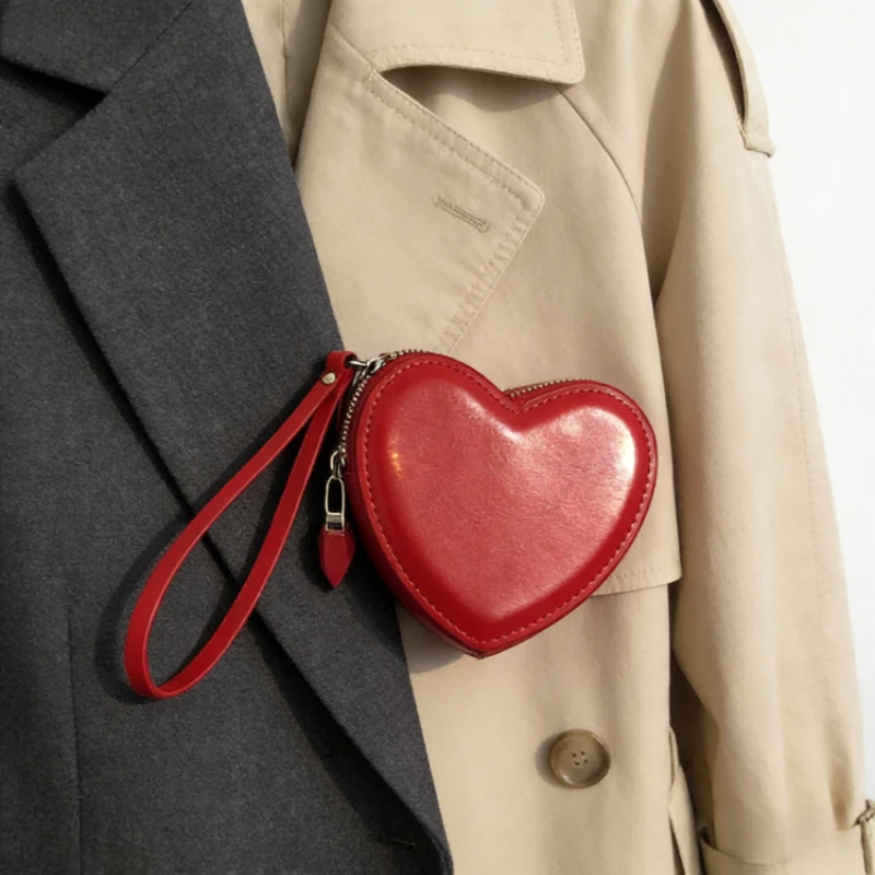 

New PU Leather Heart Bag Coin Purses Women Cute Children's Handbag Wallet Designer Original Kawaii Wallets for Girls Wholesale