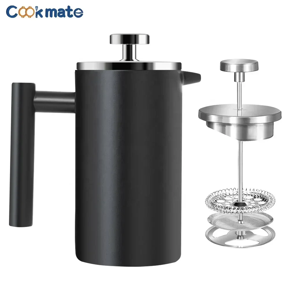 

YyhcYYHCCoffee Maker Set Stainless Steel Filter Plastic High-Quality Black French Press Coffee Maker Portable Coffee Potyyhc